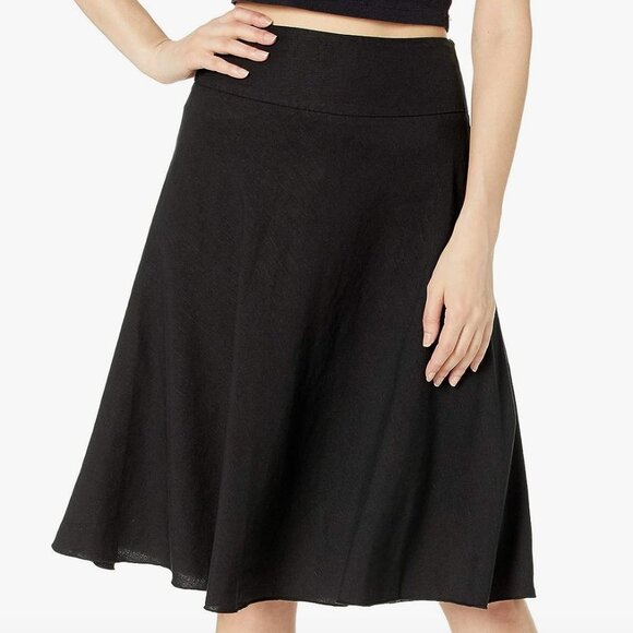 NIC + ZOE linen blend summer fling skirt black onyx side zipper smock back 6 - Picture 1 of 11